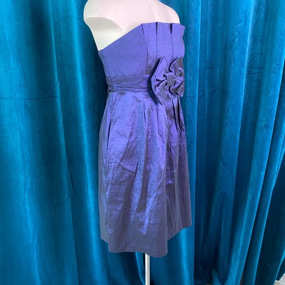 Jessica McClintok Strapless Bow Cocktail Dress Navy - Picture 7 of 9